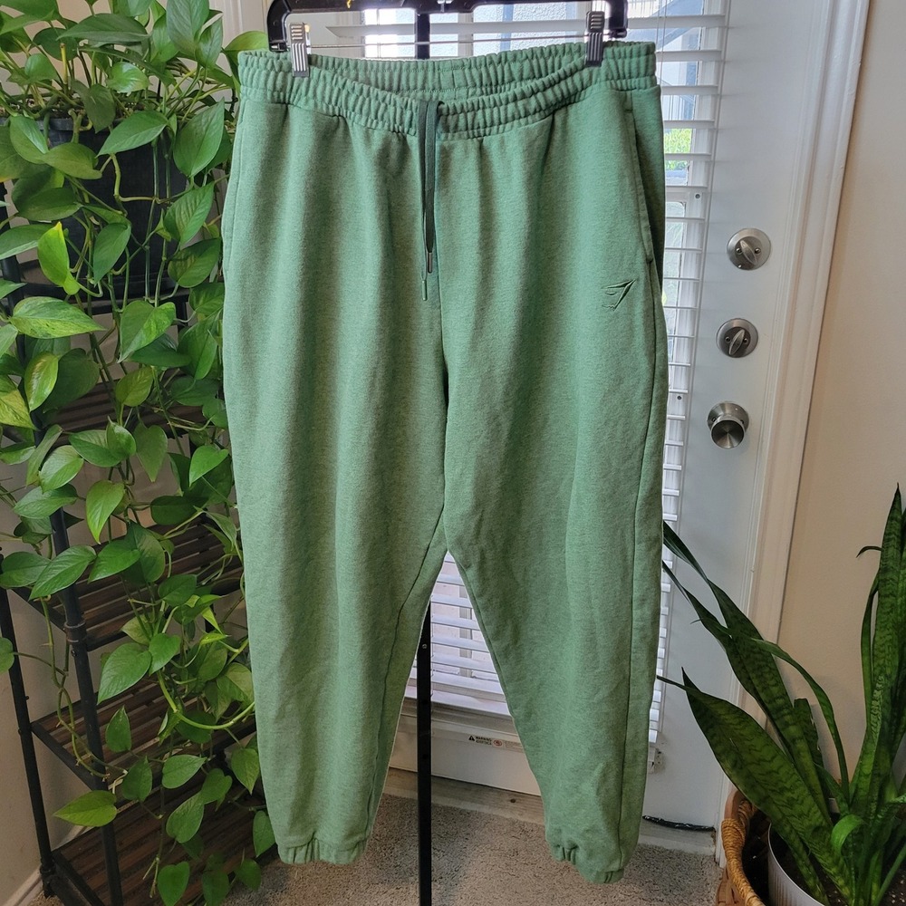 Gymshark Mens XL Sage Green Heathered Joggers Sweatpants Athletic Loungewear
